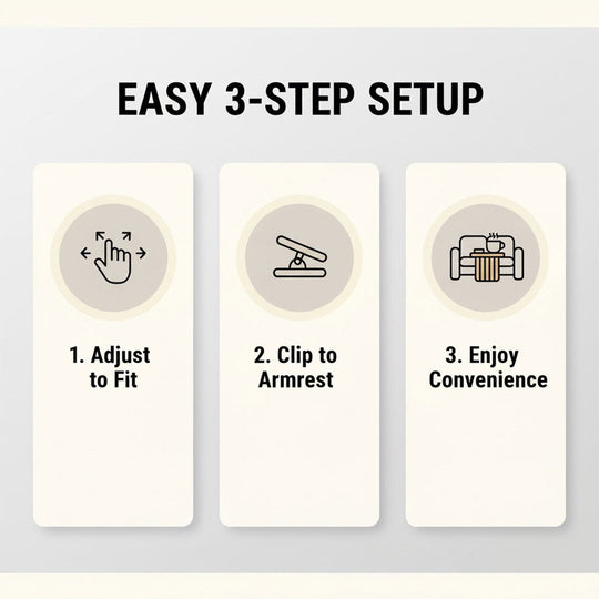 Sofa Arm Table with Non-Slip Grips and Adjustable Fit