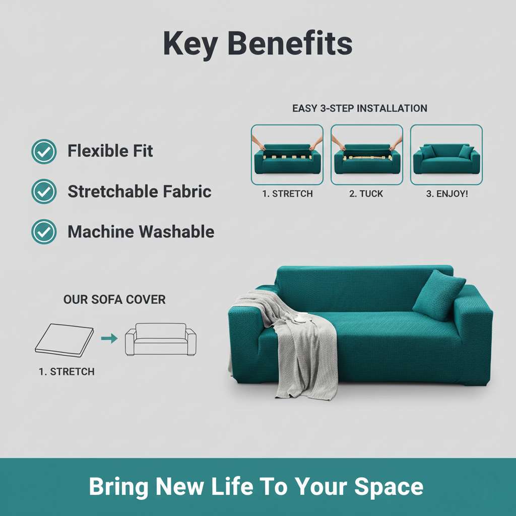 Sofa Cover with Stretch Fabric and Machine Washable Design