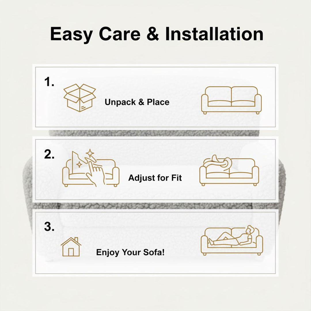 Sofa Cover with Waterproof Sherpa Fleece and Non-Slip Design