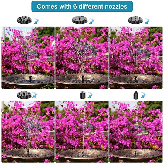 Solar Fountain Pump with Floating Design and Bird Bath Compatibility