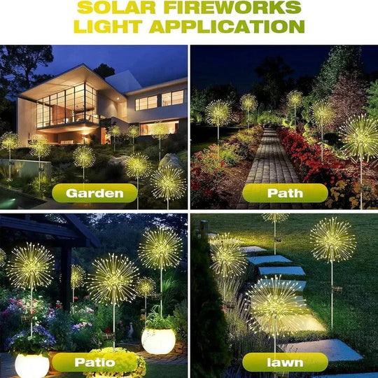 Solar Garden Lights with Bendable LED Strands and Firework Design