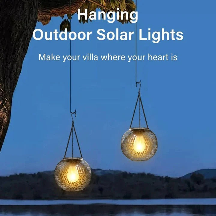Solar Lantern with Warm LED Light and Hanging Design