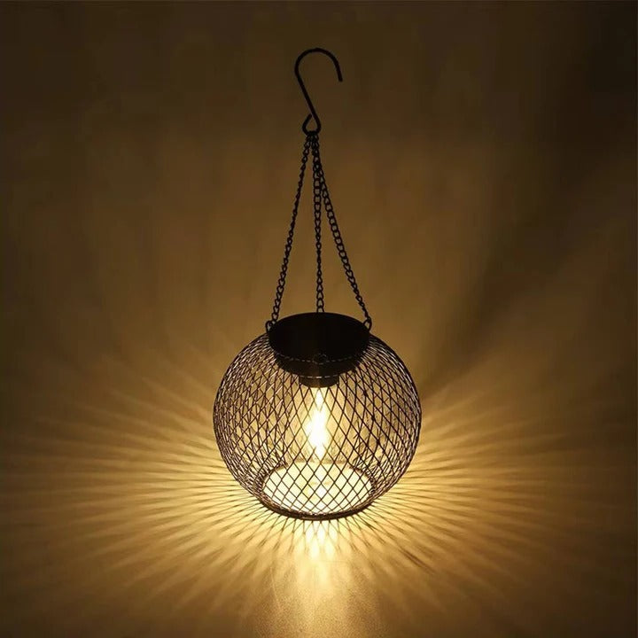 Solar Lantern with Warm LED Light and Hanging Design
