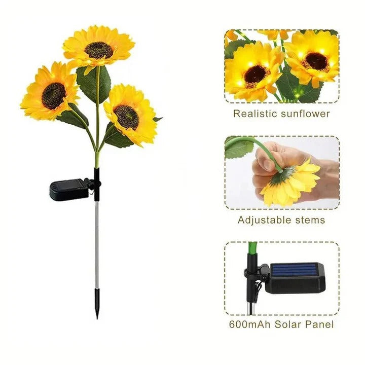 Solar LED Light with Fabric Petals and Iron Frame