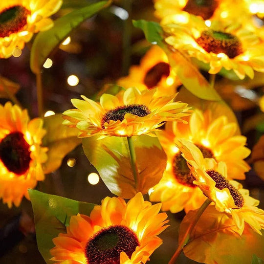 Solar LED Light with Fabric Petals and Iron Frame