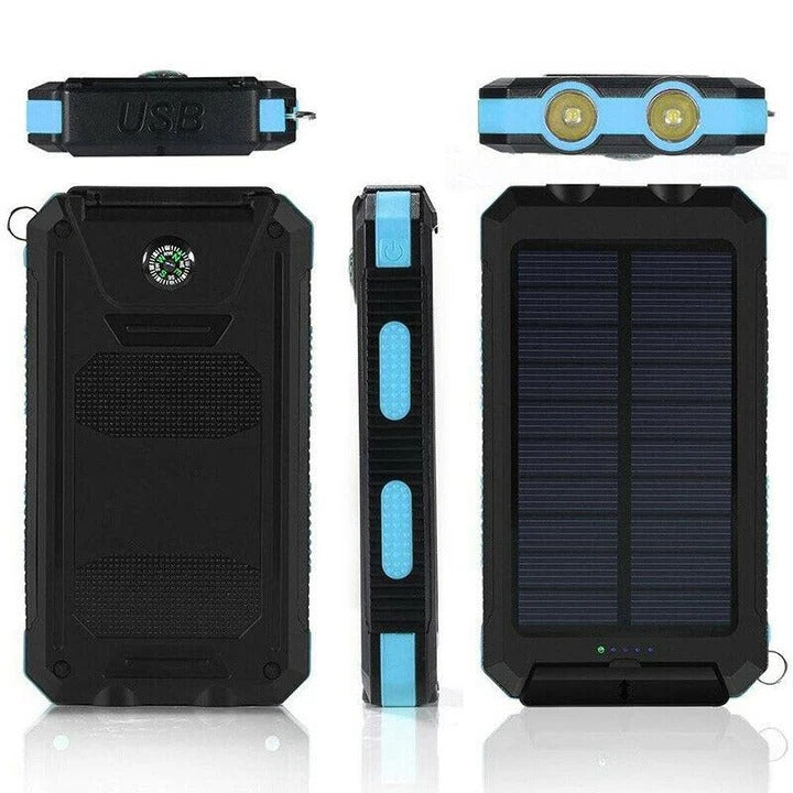 Solar Power Bank with Dual USB Ports and Portable Design