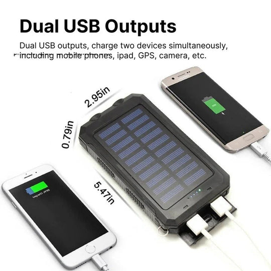 Solar Power Bank with Dual USB Ports and Portable Design