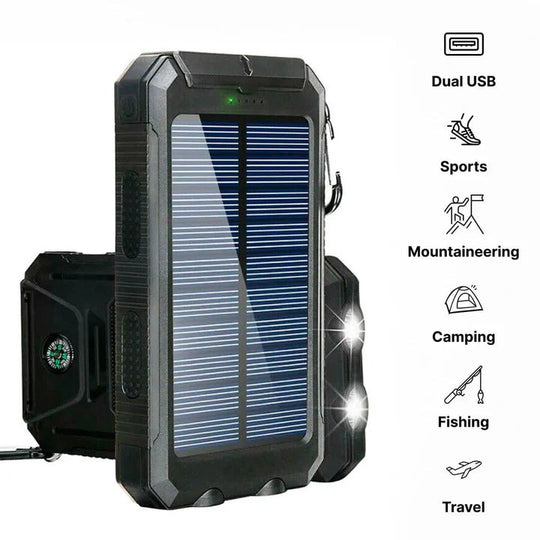 Solar Power Bank with Dual USB Ports and Portable Design