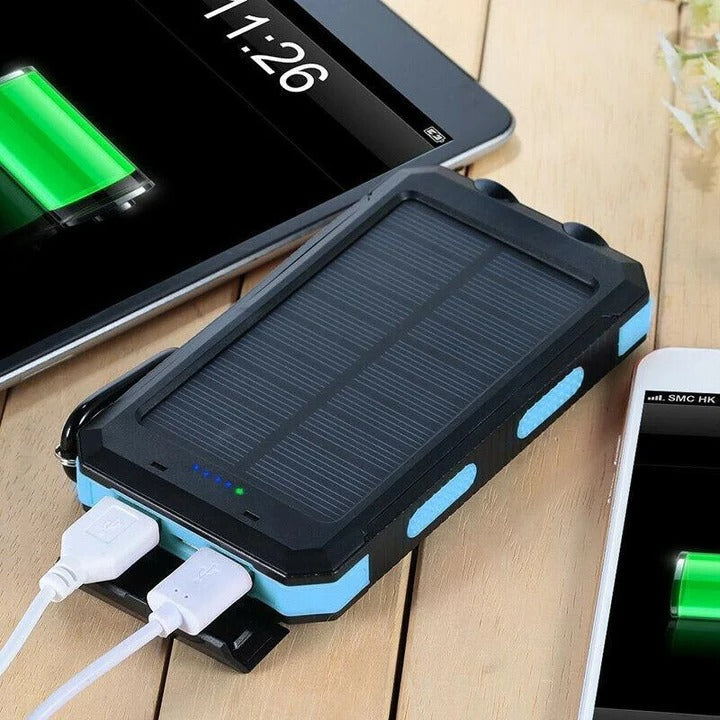 Solar Power Bank with Dual USB Ports and Portable Design