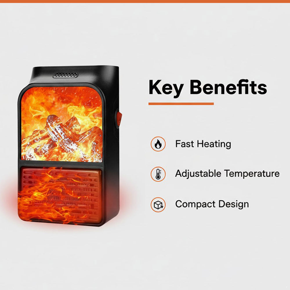 Space Heater with Adjustable Temperature and Plug-In Design