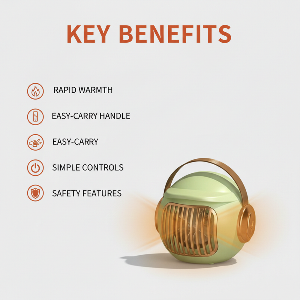 Space Heater with Portable Design and Compact Size