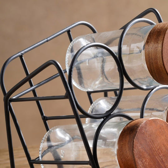 Spice Jar Set with Slanting Stand and Lids