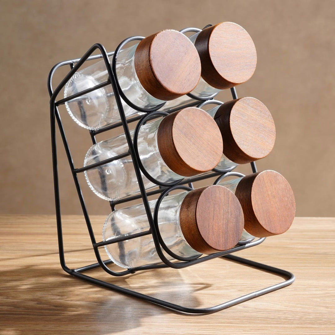Spice Jar Set with Slanting Stand and Lids