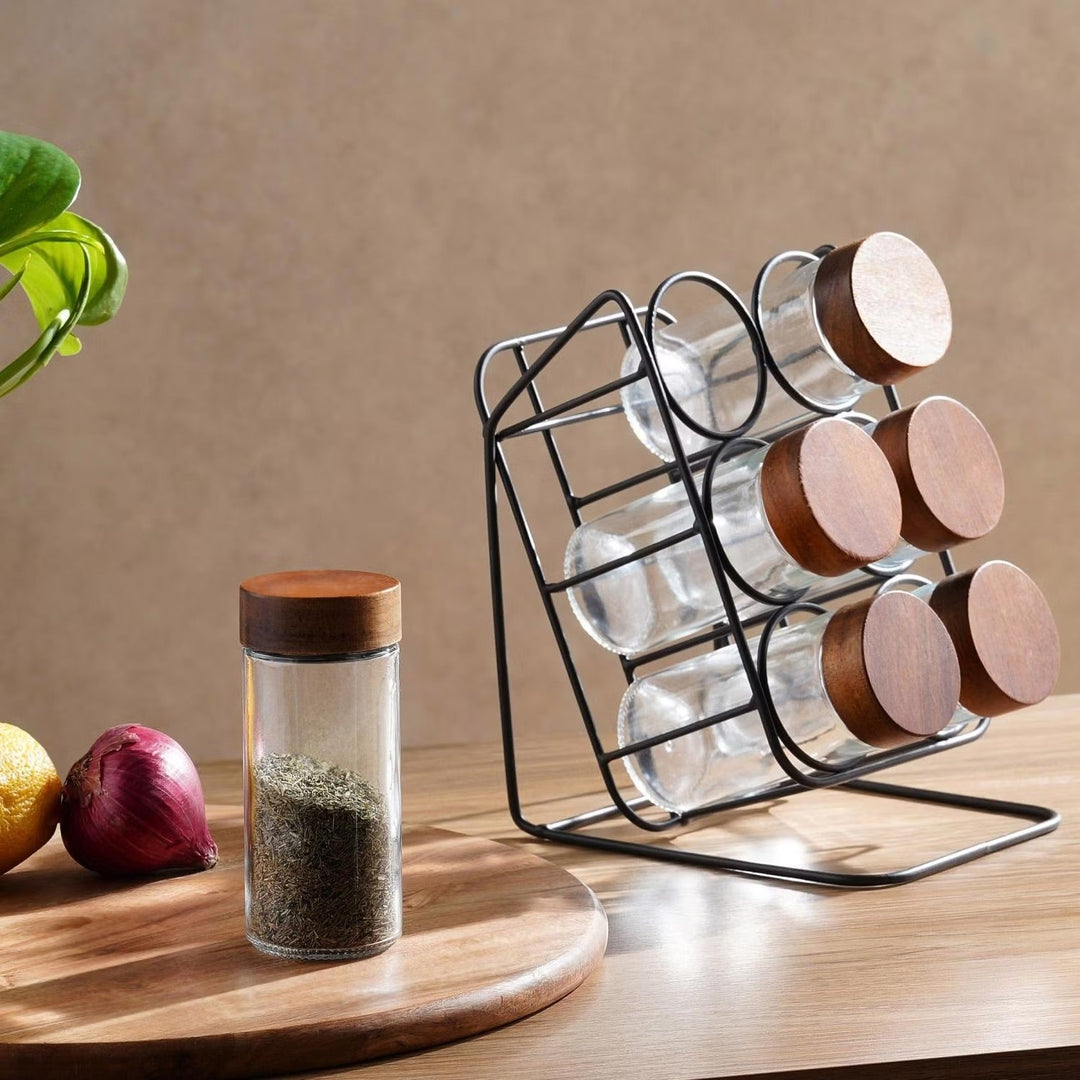 Spice Jar Set with Slanting Stand and Lids