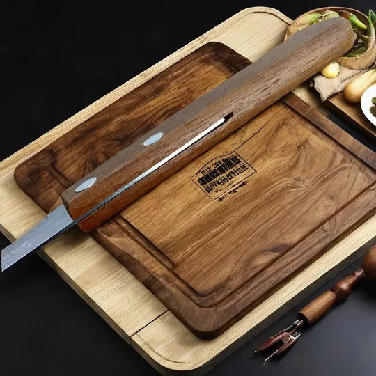 Steak Knife Set with Serrated Blades and Wooden Handles