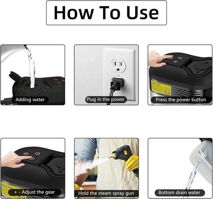 Steam Cleaner with Nozzles and Heat-Resistant Gloves