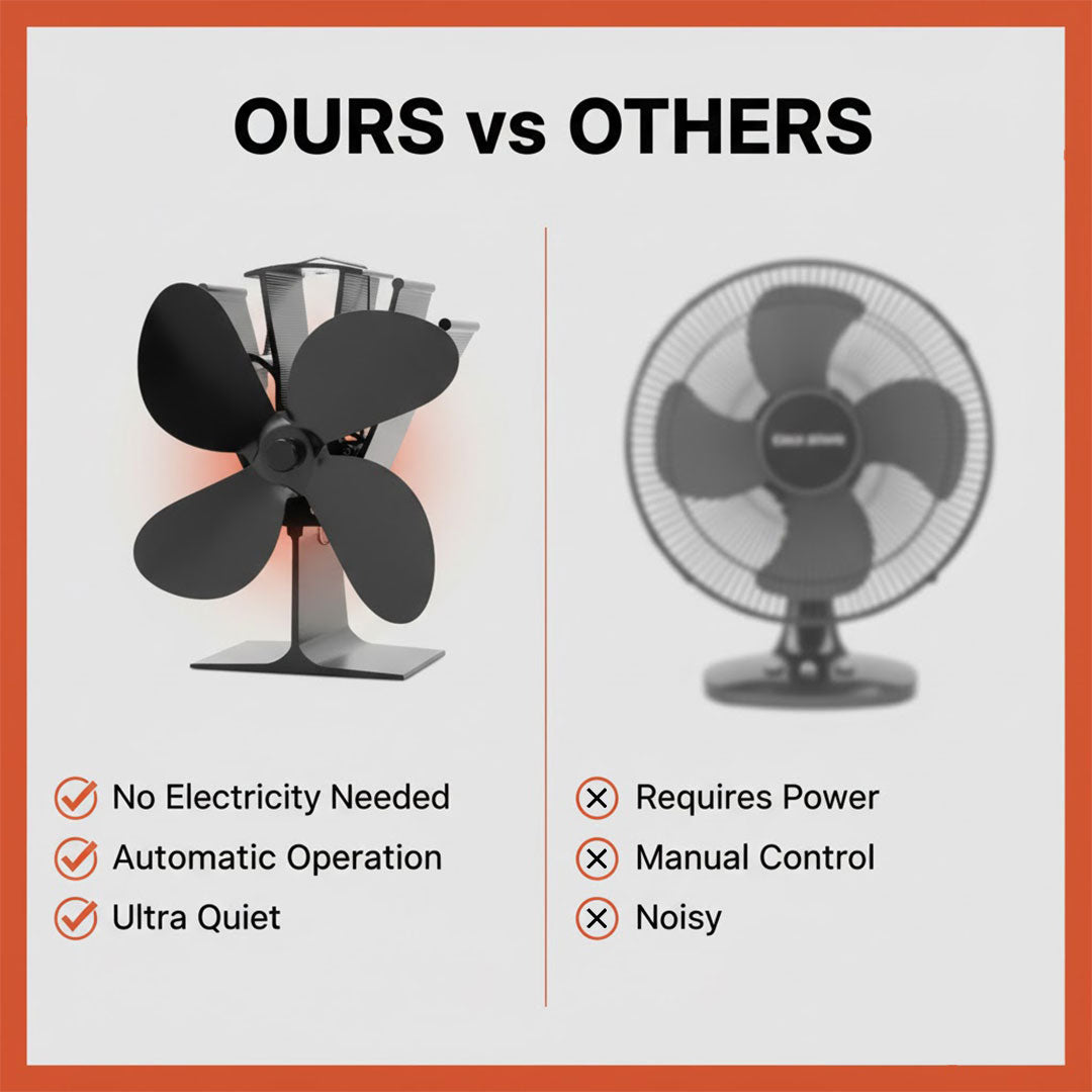 Stove Fan with Heat Activation and Fireplace Use