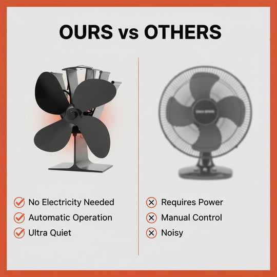 Stove Fan with Heat Activation and Fireplace Use