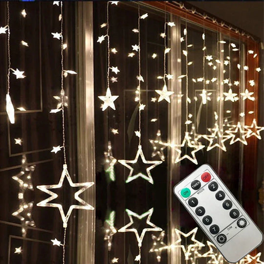 String Lights with LED Stars and Decorative Design