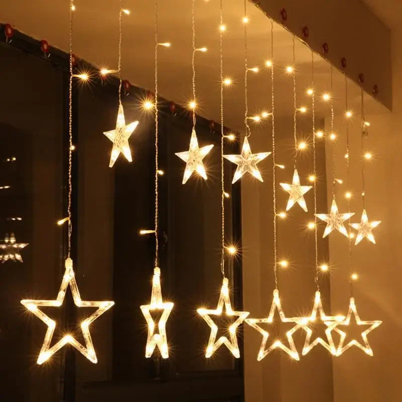 String Lights with LED Stars and Decorative Design