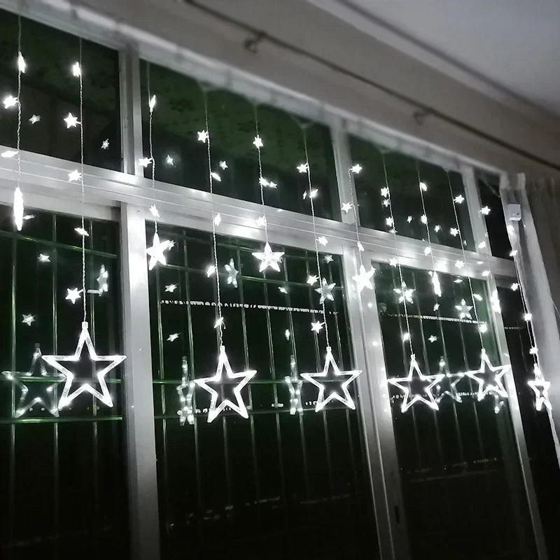 String Lights with LED Stars and Decorative Design