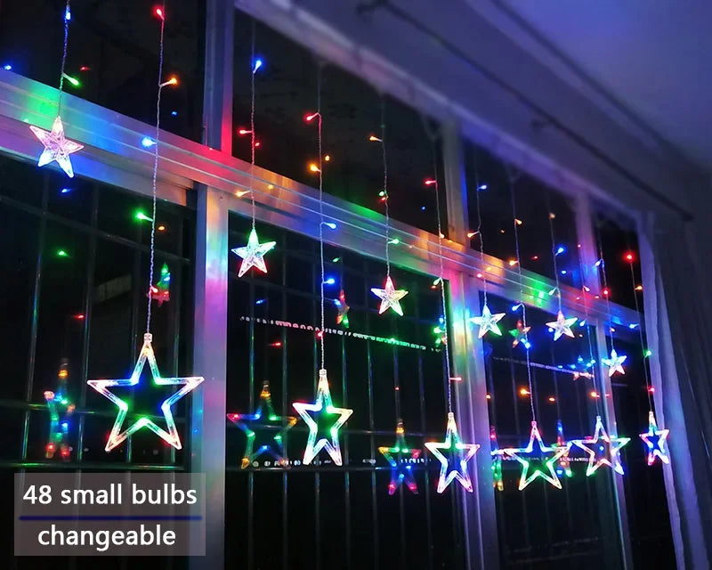 String Lights with LED Stars and Decorative Design