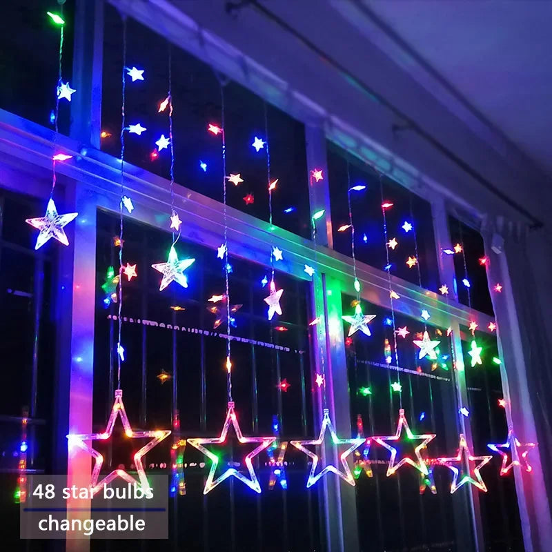 String Lights with LED Stars and Decorative Design