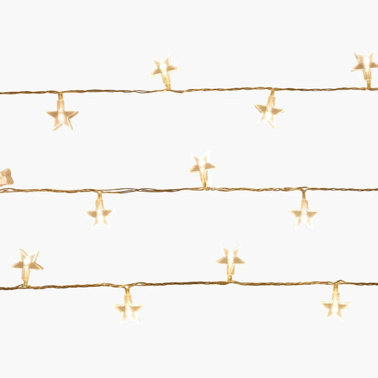 String Lights with Warm White Glow and Star Design