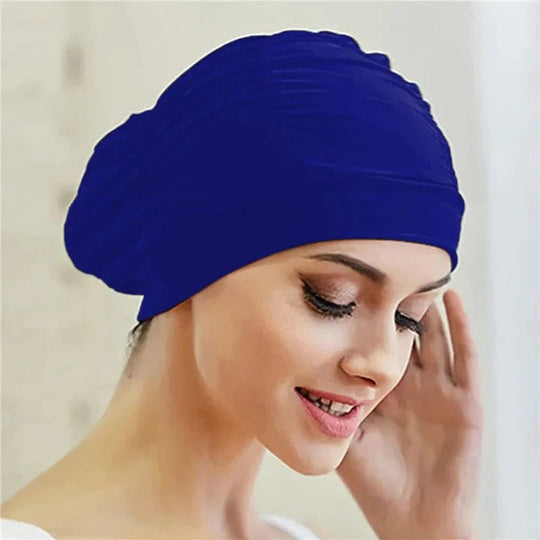 Swim Cap with Stretch Fabric and Turban Style