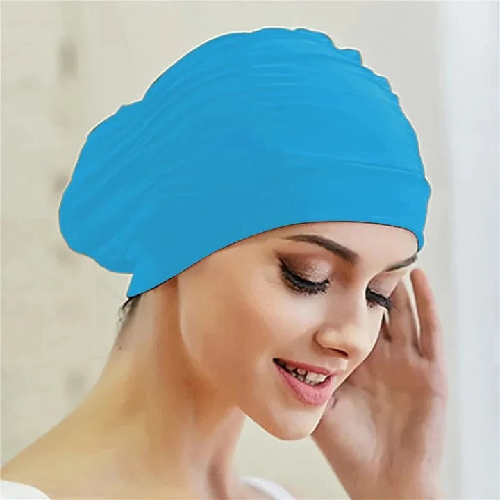 Swim Cap with Stretch Fabric and Turban Style