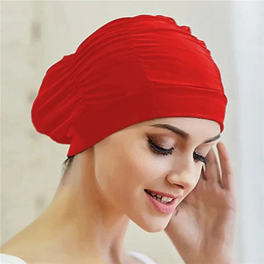 Swim Cap with Stretch Fabric and Turban Style