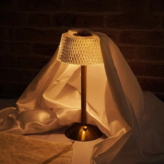Table Lamp with Crystal Shade and USB Charging