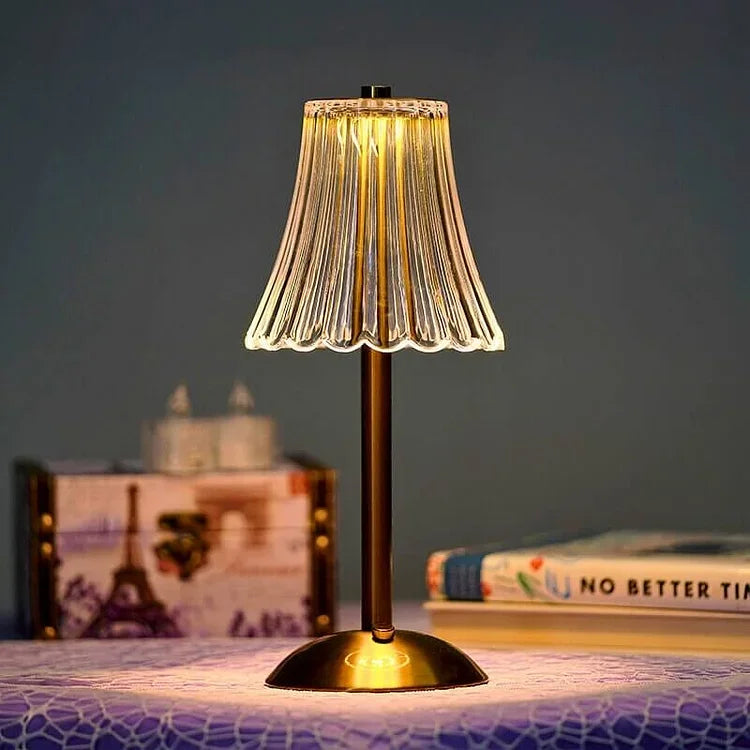 Table Lamp with Crystal Shade and USB Charging