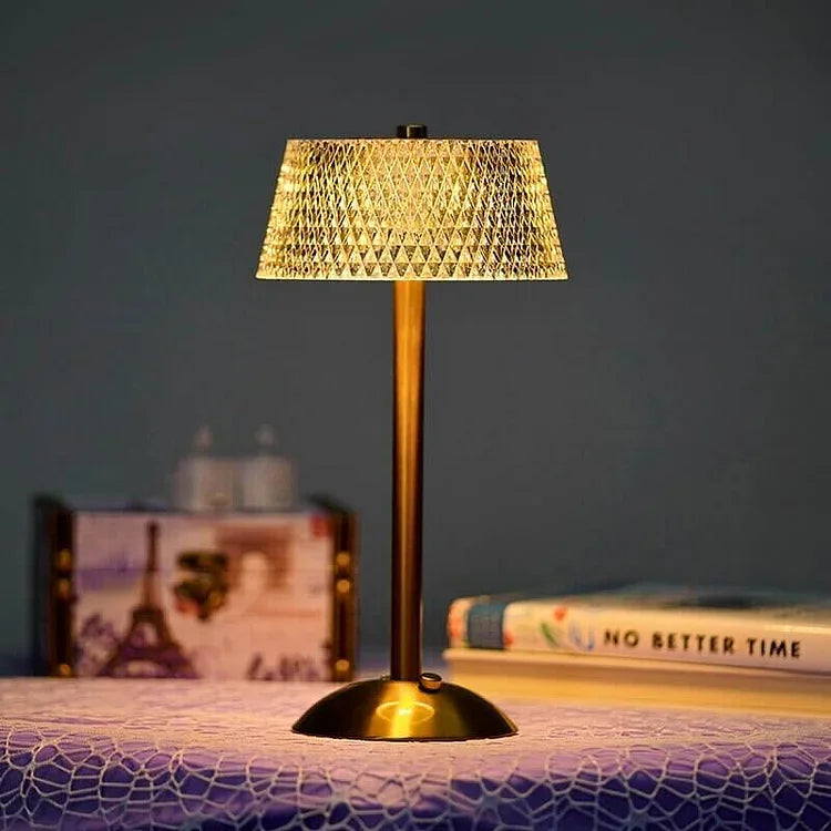 Table Lamp with Crystal Shade and USB Charging