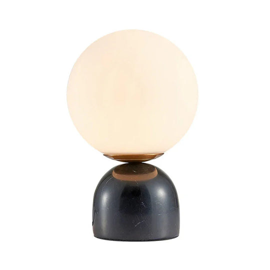 Table Lamp with Glass Globe and Stone Base