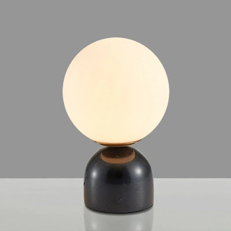 Table Lamp with Glass Globe and Stone Base
