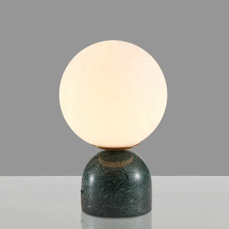 Table Lamp with Glass Globe and Stone Base