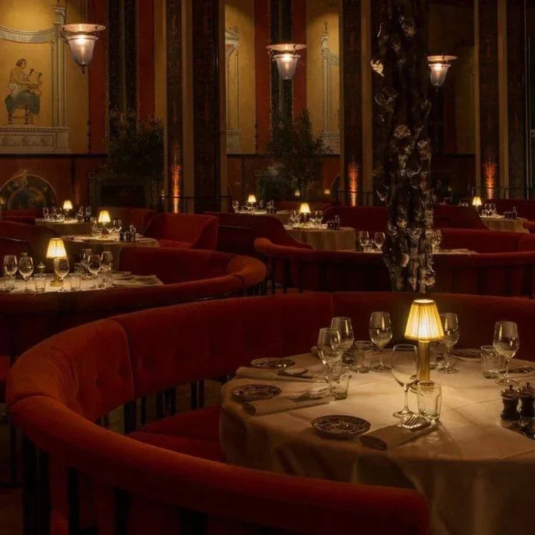 Table Lamp with Gold Base and Fabric Shade