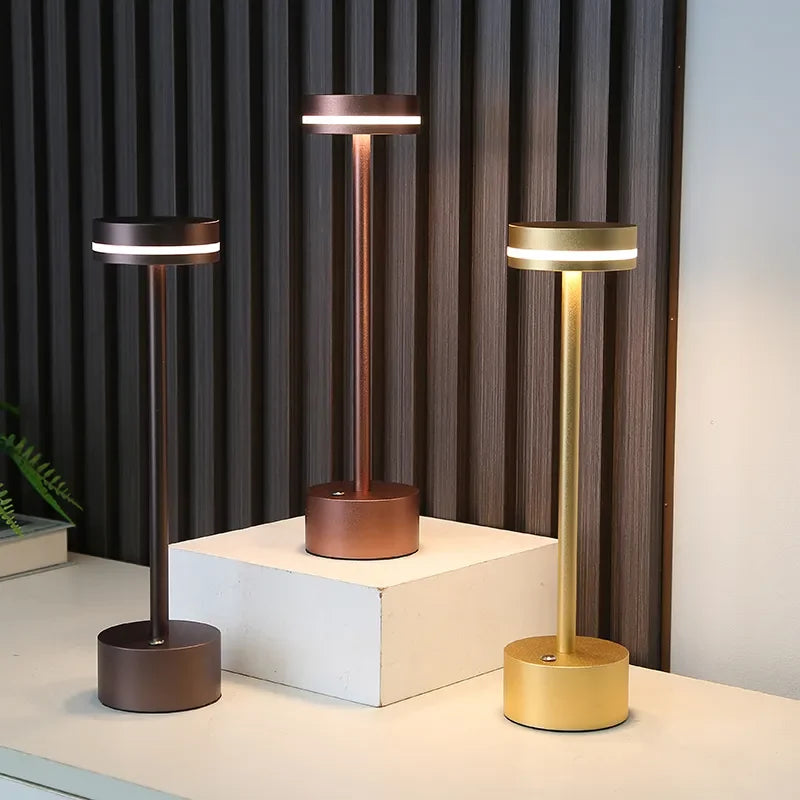Table Lamp with Gold Finish and LED Touch Control