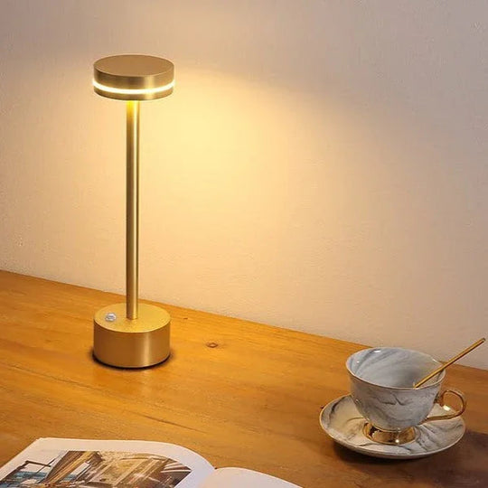 Table Lamp with Gold Finish and LED Touch Control