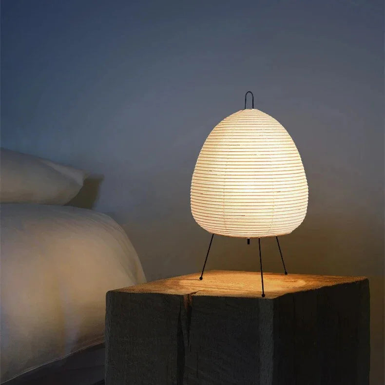 Table Lamp with Japanese Design and Paper Shade