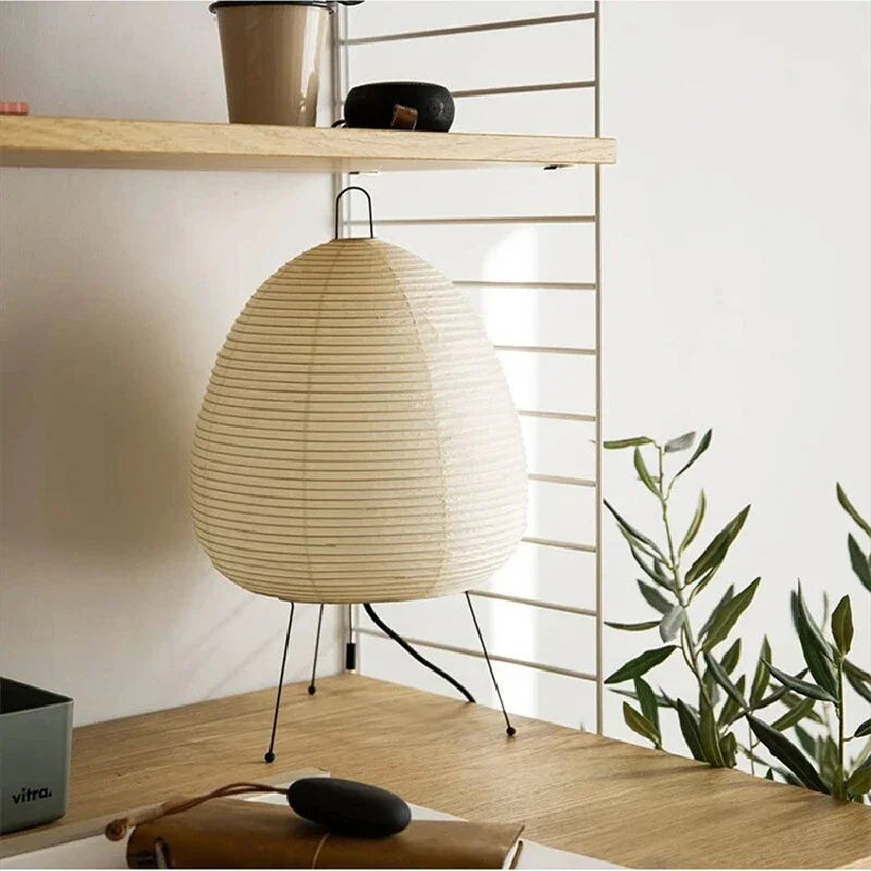 Table Lamp with Japanese Design and Paper Shade