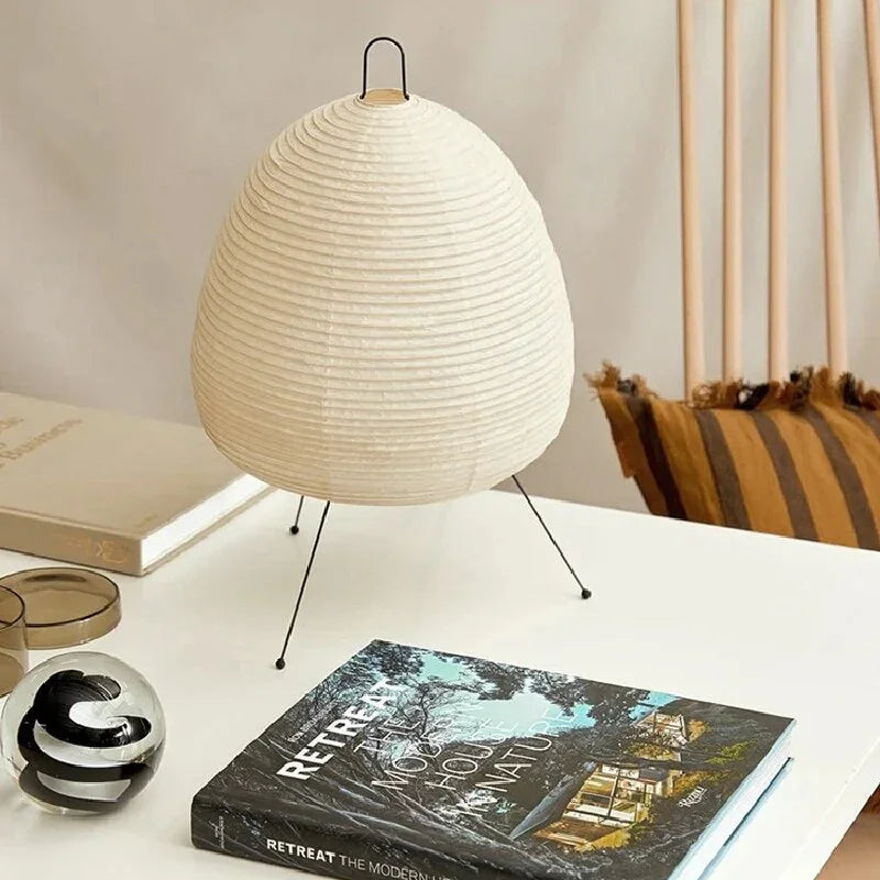 Table Lamp with Japanese Design and Paper Shade