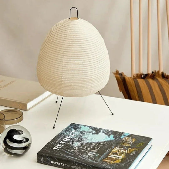 Table Lamp with Japanese Design and Paper Shade