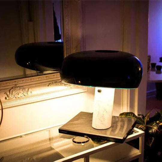 Table Lamp with Marble Base and Metal Shade