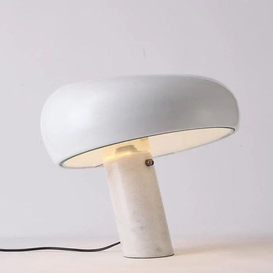 Table Lamp with Marble Base and Metal Shade
