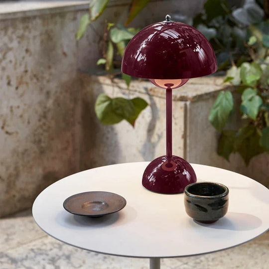 Table Lamp with Rechargeable Battery and White Dome