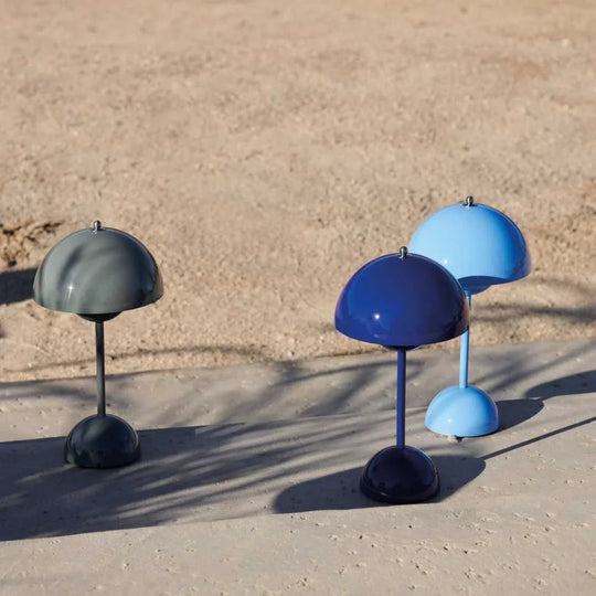 Table Lamp with Rechargeable Battery and White Dome