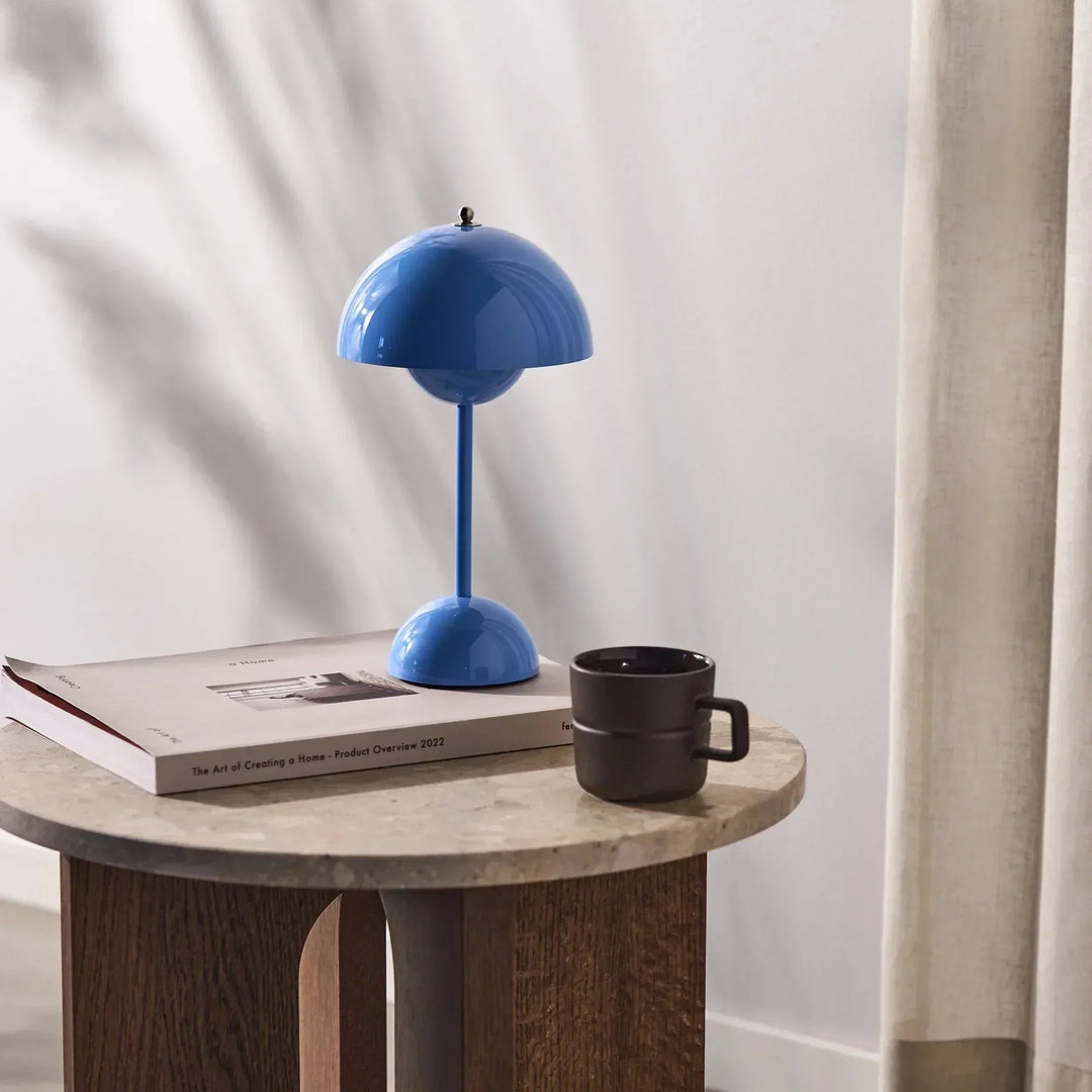 Table Lamp with Rechargeable Battery and White Dome