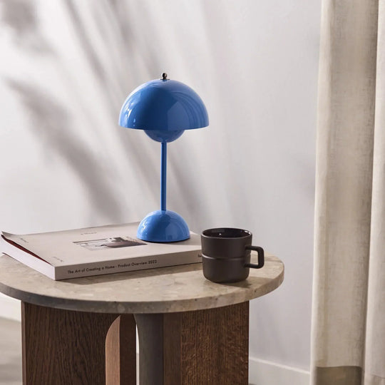 Table Lamp with Rechargeable Battery and White Dome